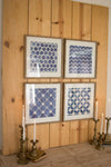 Kalalou CHH1171 Set of Four Blue Block Geometric Prints Under Glass