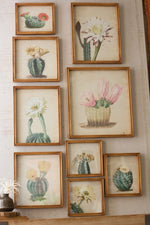 Kalalou CHH1192 Cactus Flower Prints Under Glass Set of 9