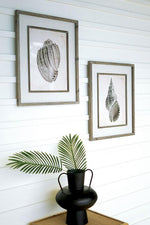 Kalalou CHH1339 Framed Black and White Shell Prints Under Glass Set of 2