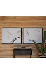 Kalalou CHH1354 Framed Heron Prints Under Glass Set of 2