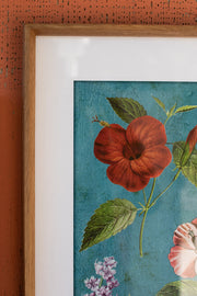 Kalalou CHH1357 Framed Flower Prints with Blue Background Under Glass