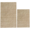 Benzara Absorbent Nature Solid Cotton 2 Piece Bath Rug Set, Beige