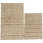 Benzara Absorbent Nature Solid Cotton 2 Piece Bath Rug Set, Beige