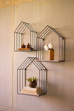 Kalalou CHW1057  Set of 3 Wood And Metal House Shelves