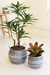 Kalalou CHW1272 Set of Two Round Metal Planters With Handles