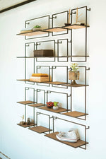 Kalalou CHW2024 Set of 14 Wood and Metal Shelves