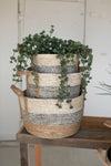 Kalalou CJAL1037 Set of Three Round Rush Baskets Grey
