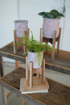 Kalalou CJAL1064 White Washed Clay Flower Pots on Recycled Wood Stands