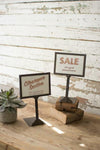 Set of 2 Brown Metal Display Signs