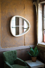 Kalalou CLA1281 Oval Wooden Wall Mirror with Shelf