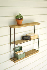 Kalalou CLA1286  Three Tiered Wood and Metal Wall Shelf