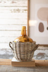 Kalalou CLAN1005 Amber Glass Damigiana with Grey Wicker Wrap