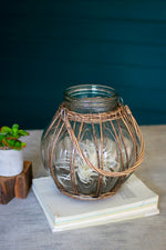Kalalou CLAN1008 Wicker Wrapped Glass Vase with Handle