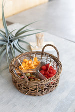 Kalalou CLAN1039 Wicker Wrapped Glass Chip and Dip Tray