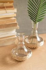 Kalalou CLAN1067 Set of Two Seagrass Wrapped Flaired Vases