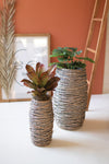 Kalalou CLAN1082 Set of 2 Tall Oval Rattan Planters