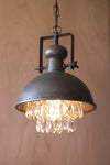 Kalalou CLL1122 Metal Pendant Lamp with Hanging Gems