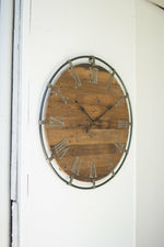 Kalalou CHW1199 Metal Framed Tabletop Wooden Clock