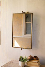 Antique Brass Rotating Wall Mirror for Bathroom Decor