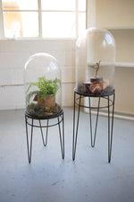 Kalalou CLL2463 Set of Two Glass Display Domes on Metal Bases