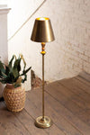 Antique gold table lamp with 40 inch height and metal shade