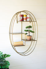 Kalalou CLL2552  Tall Oval Brass Finish Wall Shelving Unit