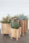 Kalalou CLNR1008 Set of Three Natural Recycled Wood Square Planters