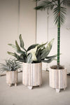 Kalalou CLNR1011 Set of Three White Washed Wood Round Planters