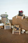 Kalalou CLNR1024 Set of Three Glass Vases with Recycled Wood Bases