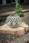 Kalalou CLUX1012  Low Round Grey Willow Lantern with Glass