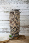 Kalalou CLUX1103 Tall Grey Square Willow Lantern  Large