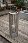 Kalalou CLUX1119 Medium Square Bamboo Lantern with Glass Grey