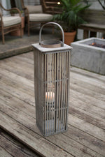 Kalalou CLUX1119 Medium Square Bamboo Lantern with Glass Grey