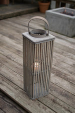 Kalalou CLUX1120 Small Square Bamboo Lantern with Glass Grey