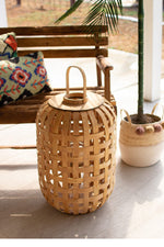 Kalalou CLUX1166 Natural Chipwood Lanterns with Glass Insert Large