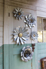 Kalalou CMN1125 Set Of Five Galvanized Metal Wall Flowers