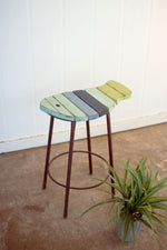 Kalalou CMN1178 Painted Wood And Metal Fish Counter Stool