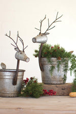 Kalalou CMN1207 Set Of Two Metal Deer Planters