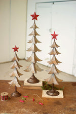 Kalalou CMN1210 Set Of Three Metal Trees With Red Star