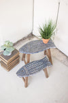 Coastal Carved Wood Fish Stools Set – Decorative Display Risers