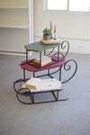 Kalalou CMN1322 Set Of Three Painted Wood And Metal Sleighs