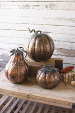 Kalalou CMN1391 Set Of Three Metal Thanksgiving Pumpkins