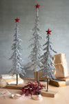 Kalalou CMN1464 Set Of Three Metal Christmas Trees On Wooden Bases