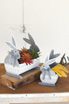 Kalalou CMN1480 Set Of Two Rectangle Metal Bunny Vessels