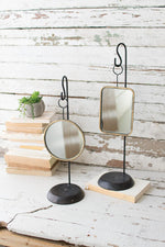 Kalalou CMNQ1013 Set Of Two Table Top Metal Mirrors