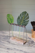 Kalalou CMNQ1028 Five Glass Bud Vases With Metal Stand