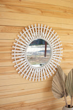 Kalalou CMNQ1055 Round Split Bamboo Mirror