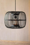 Kalalou CMNQ1061 Round Black Bamboo Pendant Lamp