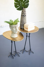 Kalalou CMNQ1078 Set Of Two Antique Brass Nesting Accent Tables W Bird Legs