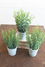 Kalalou CNL1183 Set Of Three Artifial Herbs In Cement Pots